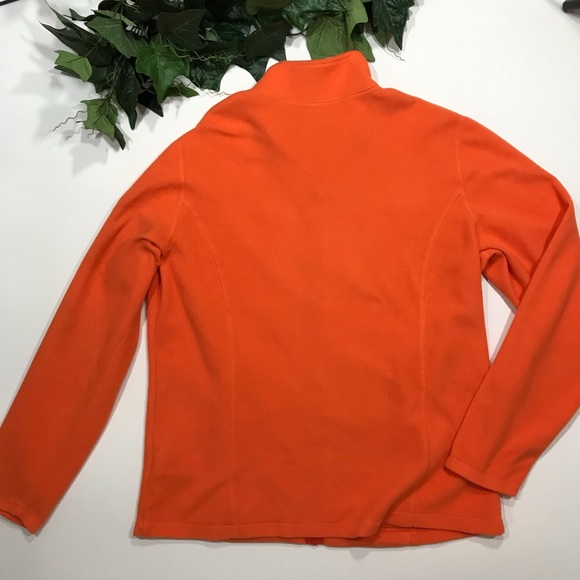 L.L. Bean Orange Fleece Front Zip Pullover Jacket - Picture 6 of 8